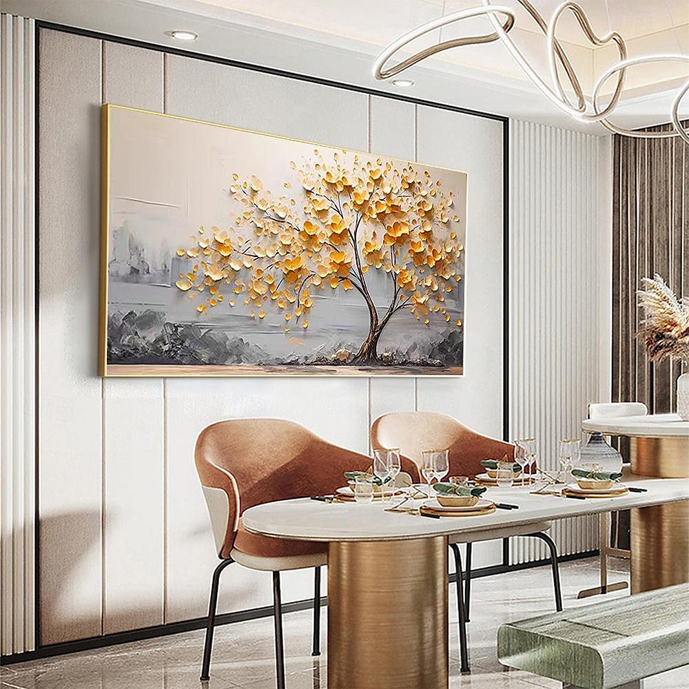 Hand painted  Cherry Tree Oil Painting on Canvas Large handmade Textured gold tree oil painting Wall Art Abstract Blooming Tree Painting for Bedroom hotel Wall Decor Nature Art Decor 2025 - $83.99 –P5