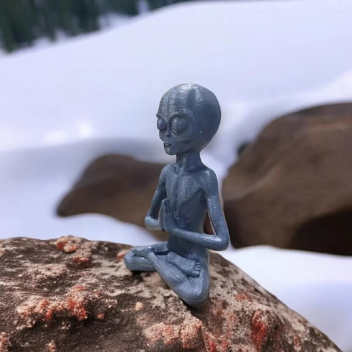 Garden Statue Meditating Alien Sculptures, Meditating Alien Resin Ornament, UFO Indoor Outdoor Garden Decor, Meditating Alien Figurines 2025 - $13.99 –P6