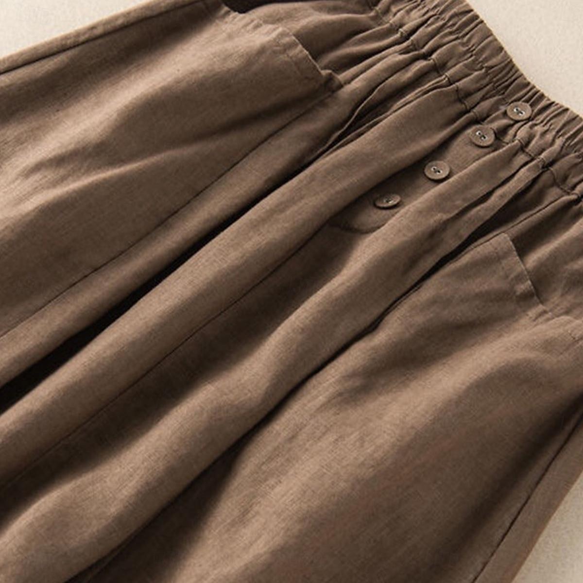 Women's Skirt A Line Basic Casual Midi High Waist Skirts Solid Colored Pocket Casual Daily Weekend Black Army Green Navy Blue Khaki Summer Cotton And Linen 2025 - $36.99 –P5