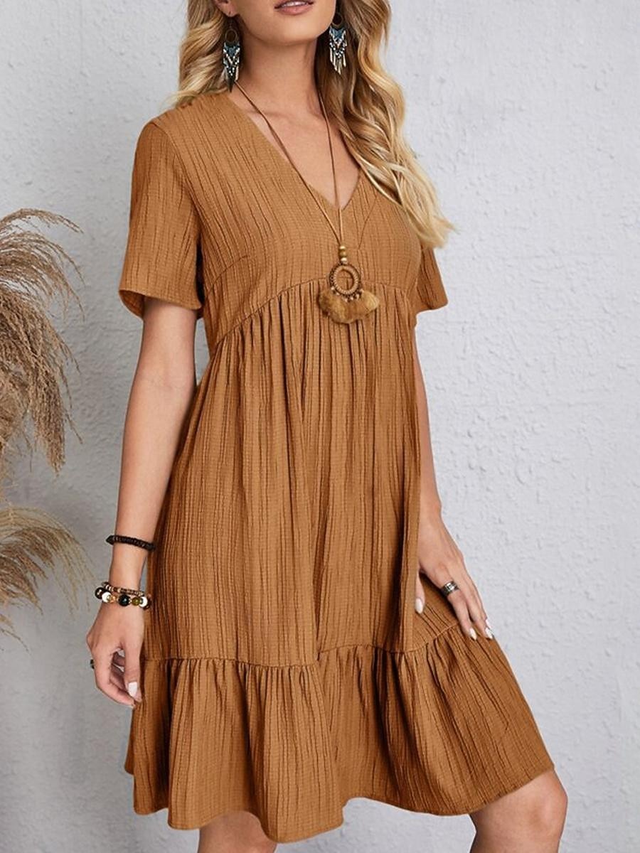 Γυναικεία Μίνι φόρεμα Λινό από ψεύτικο βαμβάκι Φόρεμα ριχτό Καθημερινό φόρεμα Καλοκαιρινό φόρεμα Κομψό στυλ street Βασικό Διακοπές Δρόμος Ημερομηνία Χαλαρή Εφαρμογή Κοντομάνικο Λαιμόκοψη V 2026 - $10.49 –P3