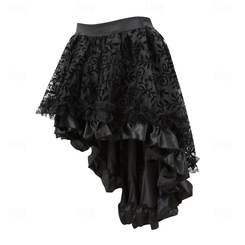 Retro Vintage Rococo Punk & Gothic Short / Mini Dress Overbust Corset Bustier Witch Lace Off Shoulder Jacquard Women's Fantasy Steampunk Walpurgis Night Halloween Carnival Masquerade Party / Evening 2025 - $58.99 –P3