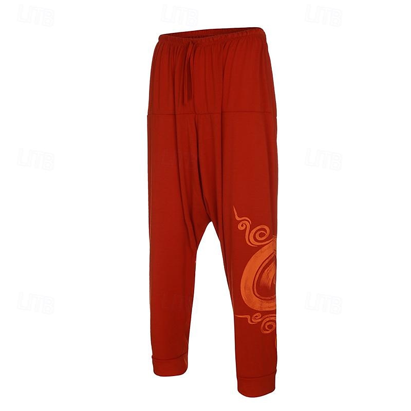 Men's Trousers Summer Pants Harem Pants Casual Pants Drawstring Elastic Waist Graphic Breathable Soft Casual Daily Holiday Streetwear Ethnic Style Black Blue Micro-elastic 2025 - $16.49 –P9