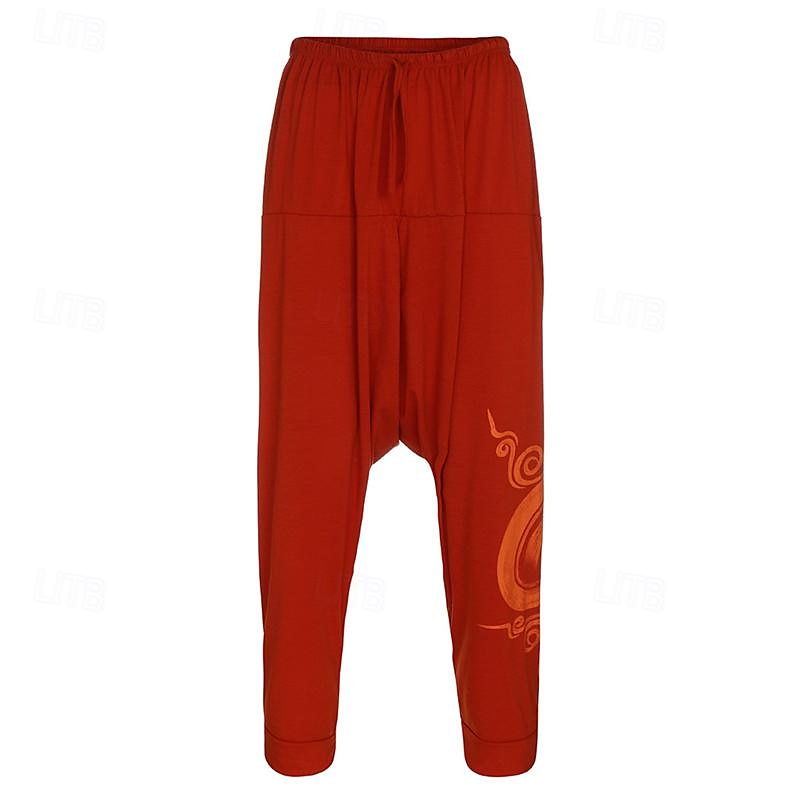 Men's Trousers Summer Pants Harem Pants Casual Pants Drawstring Elastic Waist Graphic Breathable Soft Casual Daily Holiday Streetwear Ethnic Style Black Blue Micro-elastic 2025 - $16.49 –P8