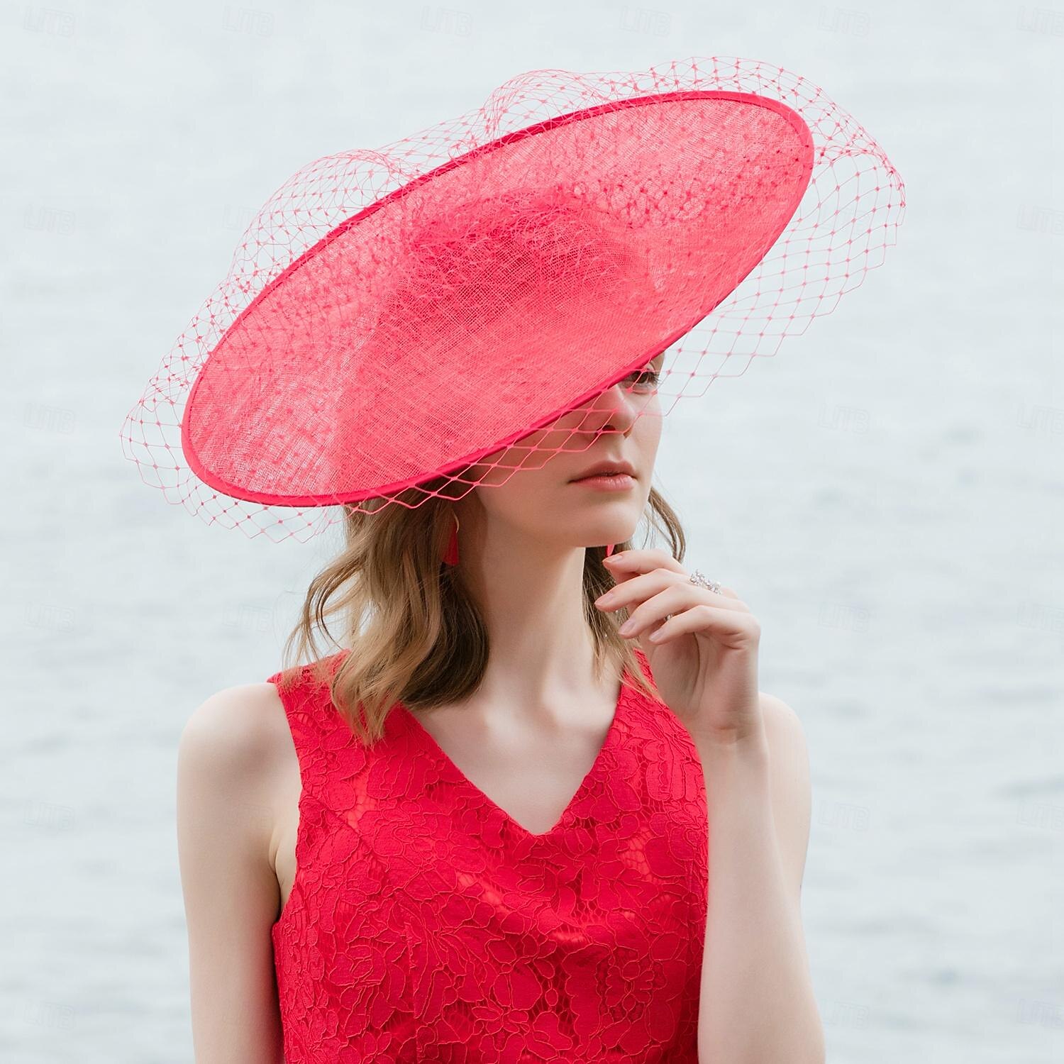 sombreros sombreros sombrero de lino sombrero de sol sombrero de velo boda fiesta de té elegante boda con tul tocado sombreros 2025 - $69.99 –P2