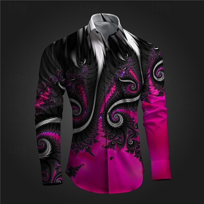 Per uomo Camicia con bottoni Camicie stampate Manica lunga Sottoculturale Da mare Feste Strada Primavera estate Collo ripiegabile Stampa Bottone giù Rosso Blu Viola Grigio del 2025 a $26.99 –P1