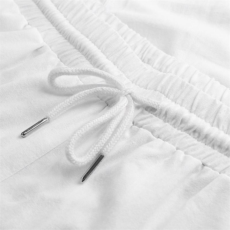 Men's Linen Pants Trousers Summer Pants Drawstring Pocket Elastic Waist Plain Comfort Breathable Daily Vacation Holiday Fashion Classic Style Green Khaki Micro-elastic 2026 - $18.99 –P17