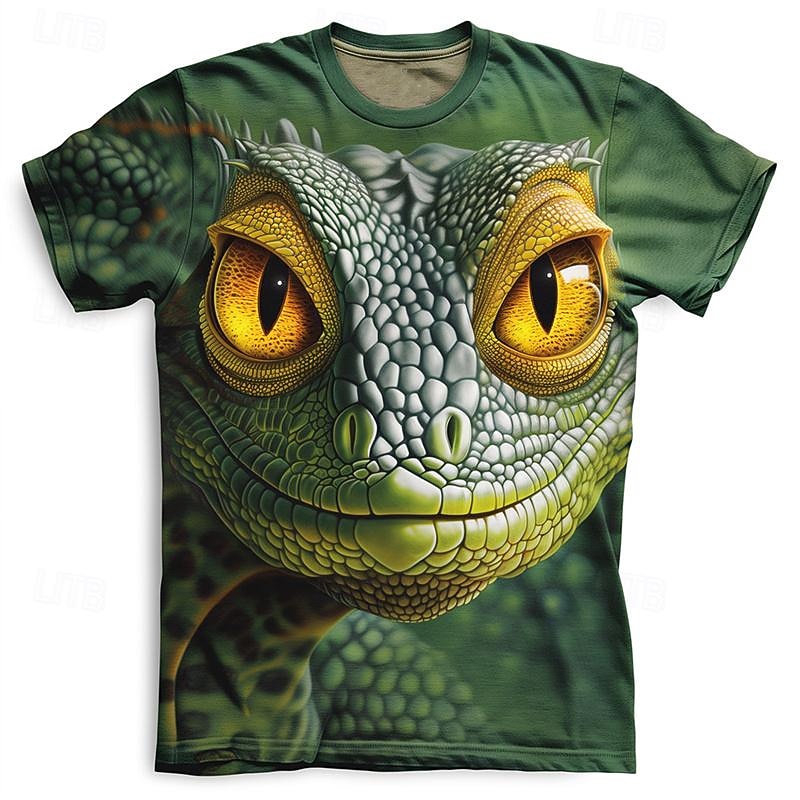 Voor heren Grafisch dier Dinosaurus T-shirt Korte mouw T-shirt 3D-afdrukken Strakke ronde hals Overhemd Dagelijks Casual Subcultuur Buitensporten Feestdagen Uitgaan Paars Groen Rode roos Lente zomer 2026 - $19.49 –P6