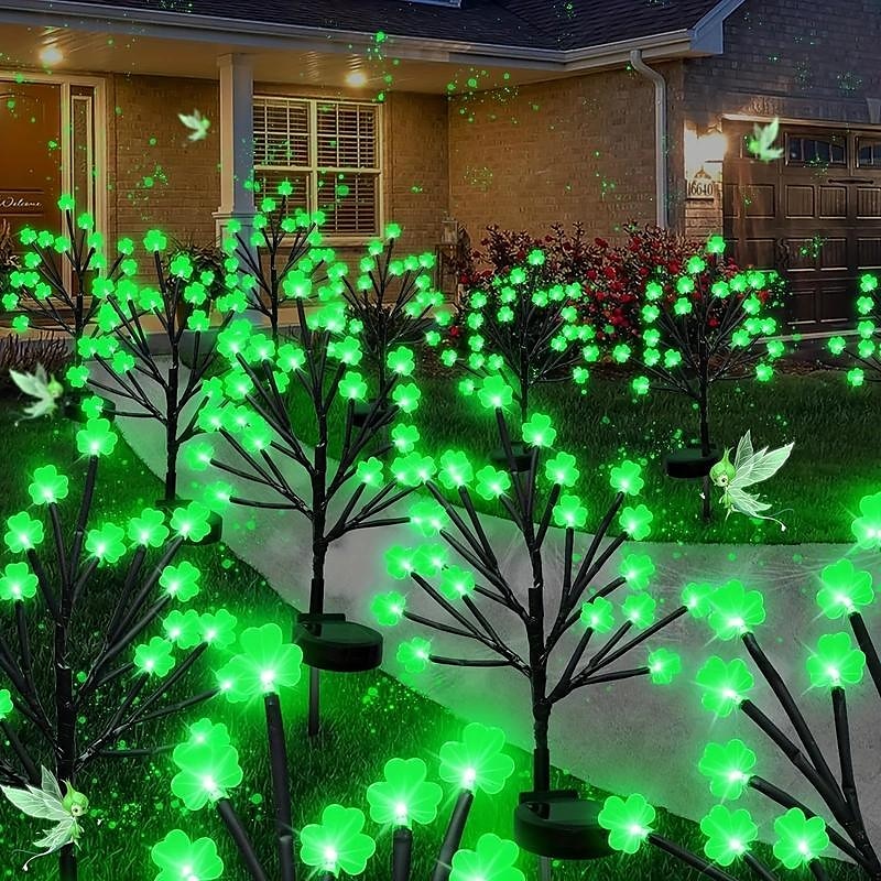 20 decorazioni a led per il giorno di San Patrizio, luci solari per pali di trifoglio, luci per alberi di trifoglio per esterni, con regali per feste, luci solari da giardino, per San Patrizio. decorazione esterna per il giorno di san patrizio del 2025 a $17.49 –P1