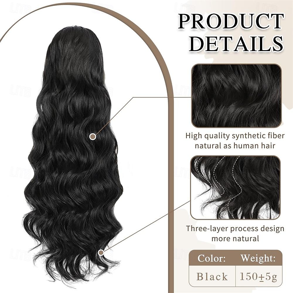 Ponytail Extension Black Drawstring Ponytail Extension for Women 26 Inch Long Wavy Ponytail Extension Synthetic Clip in Pony Tails Hair Extensions for Women Girls 2026 - $14.99 –P11