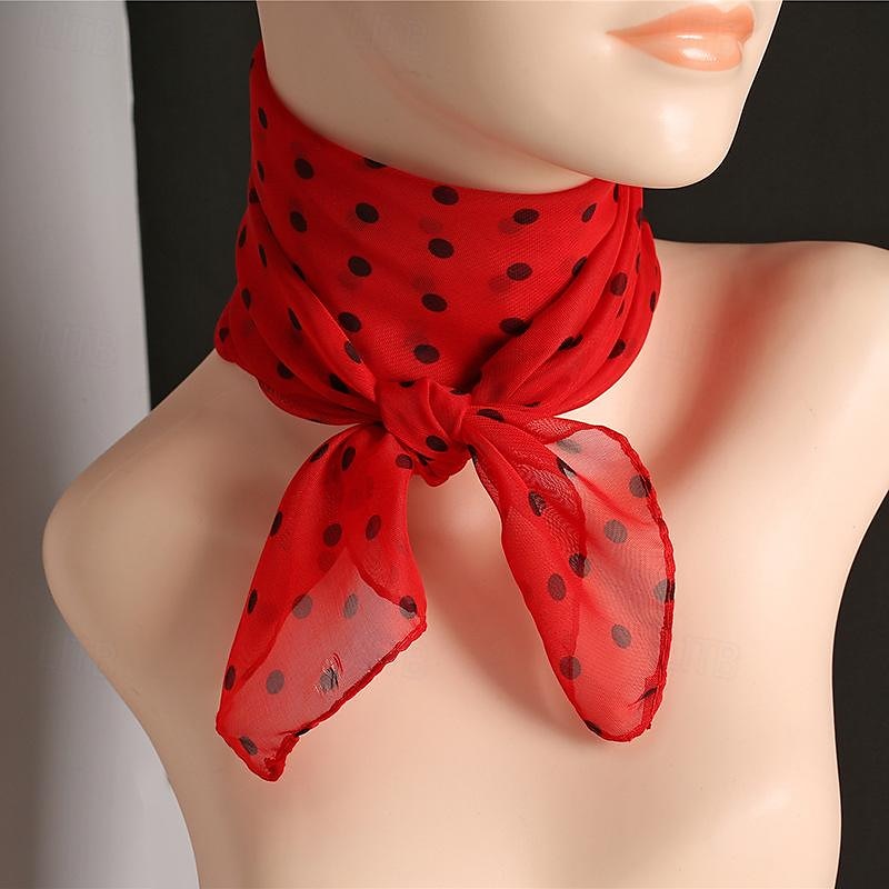 Stippen Retro vintage Jaren '50 Vierkante chiffon sjaal Kostuum Dames Maskerade Feestavondkleding Maskerade Vrijgezellenfeest Volwassenen Shawl 2025 - $11.49 –P6