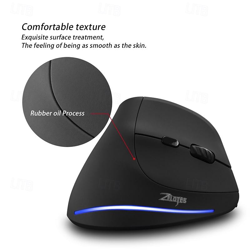ZELOTES F-35 Wireless 2.4GHz Rechargeable Vertical Mice 6 Buttons 2400 DPI Adjustable Ergonomic Optical Gaming Computer Mouse 2025 - $52.99 –P5