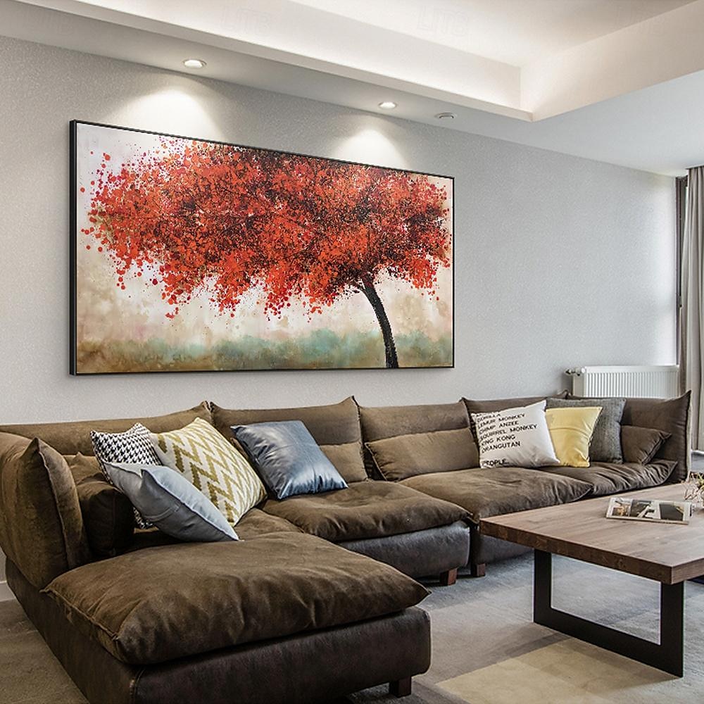 Mintura Handmade Red Tree Landscape Oil Paintings On Canvas Wall Art Decoration Modern Abstract Pictures For Home Decor Rolled Frameless Unstretched Painting 2025 - $61.99 –P2