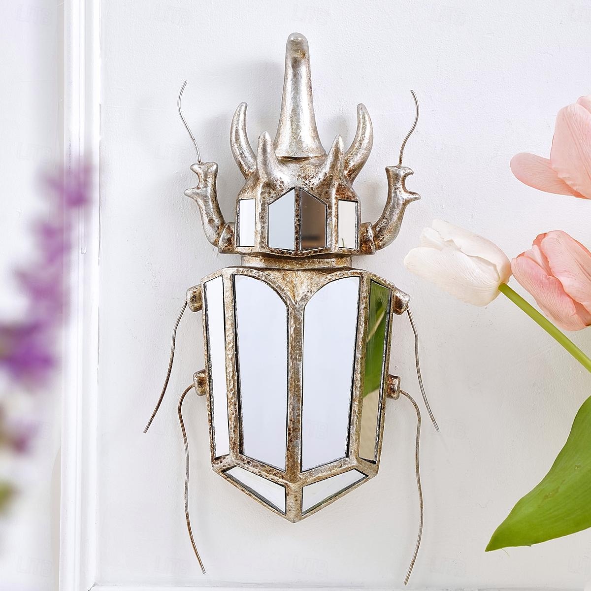 Einhornkäfer Spiegel Design Wanddekoration Gold Wanddekoration Käfer Glas verspiegelt handgefertigt 3 2025 - $41.99 –P7