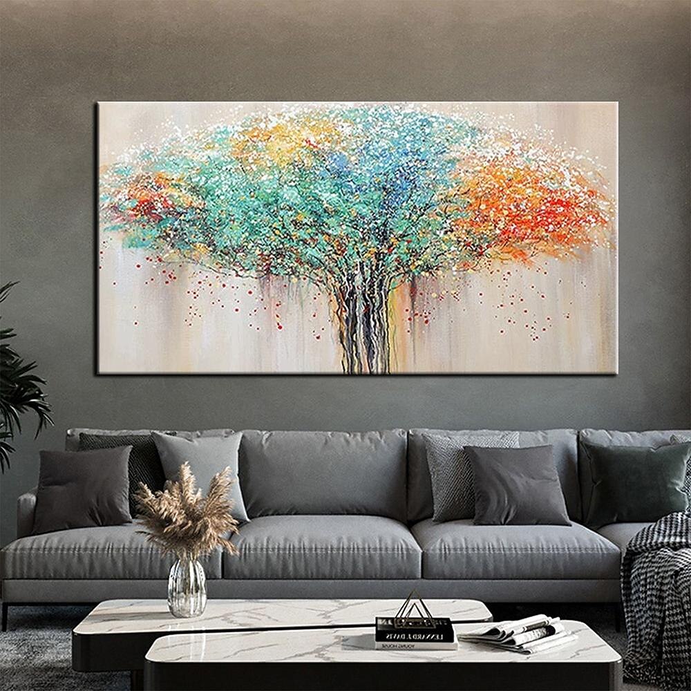 Peinture à l'huile d'arbre de vie abstraite de haute qualité, peinte à la main, colorée, faite à la main, pour salon de 2025 ? $66.99 –P2