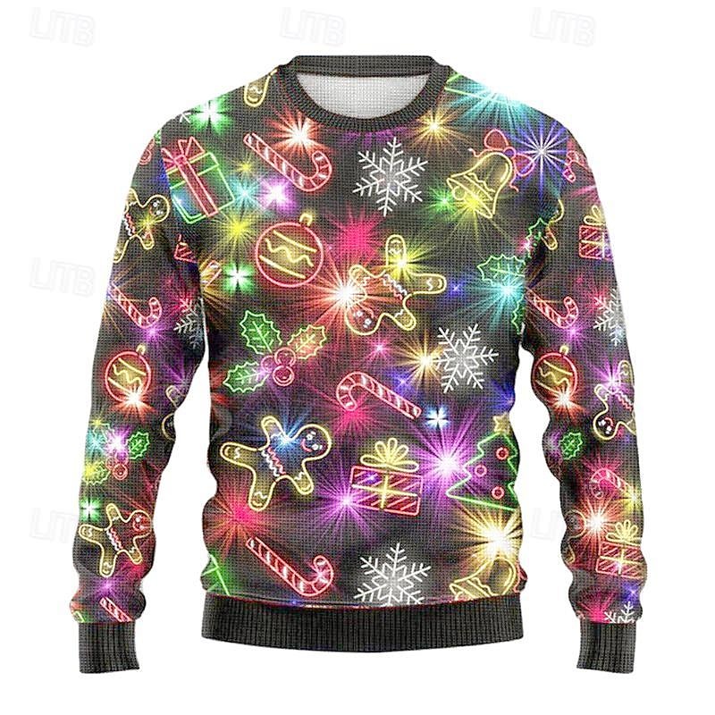 maglione natalizio brutto maglioni da uomo rock fiocco di neve pan di zenzero pullover maglione maglieria maglia capodanno maglione esterno quotidiano vacanza manica lunga girocollo autunno inverno del 2025 a $39.99 –P2