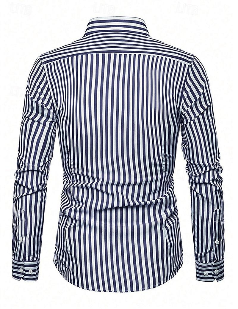 Herren Hemd Sommerhemd Knopfhemd Lässiges Hemd Schwarz Rote Blau Langarm Streifen Kargen Täglich Urlaub Bekleidung Brautkleider schlicht Komfortabel Smart Casual 2025 - $22.99 –P6