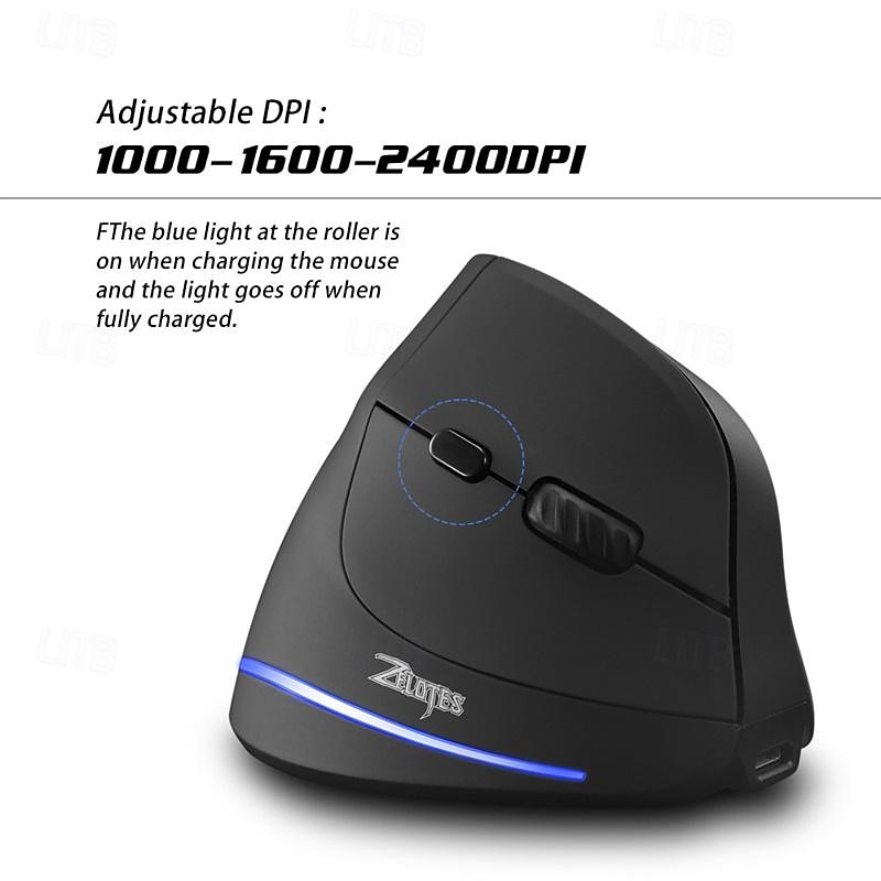 ZELOTES F-35 Wireless 2.4GHz Rechargeable Vertical Mice 6 Buttons 2400 DPI Adjustable Ergonomic Optical Gaming Computer Mouse 2025 - $52.99 –P6