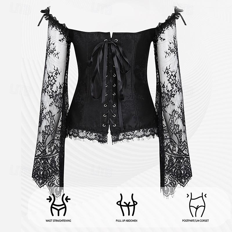Seksowny Retro / vintage Rokoko Krótki Mini Sukienka Gorset na biust gorset Żakard Koronka Z odsłoniętymi ramionami Strój na bal maskowy Damskie Halloween Karnawał Bal maskowy Studniówka Impreza 2026 - $58.99 –P1