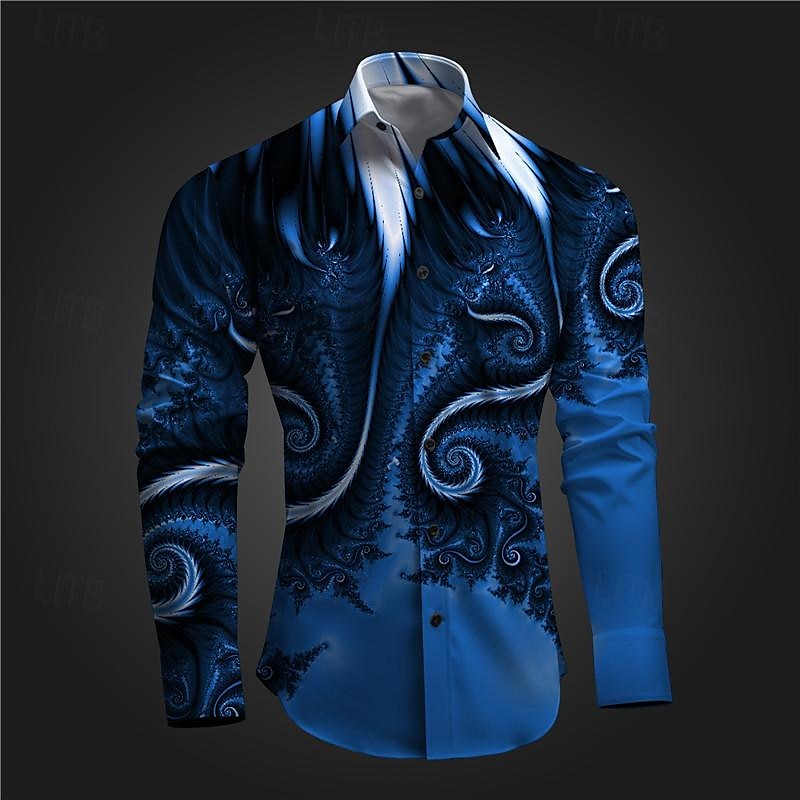 Per uomo Camicia con bottoni Camicie stampate Manica lunga Sottoculturale Da mare Feste Strada Primavera estate Collo ripiegabile Stampa Bottone giù Rosso Blu Viola Grigio del 2025 a $26.99 –P4