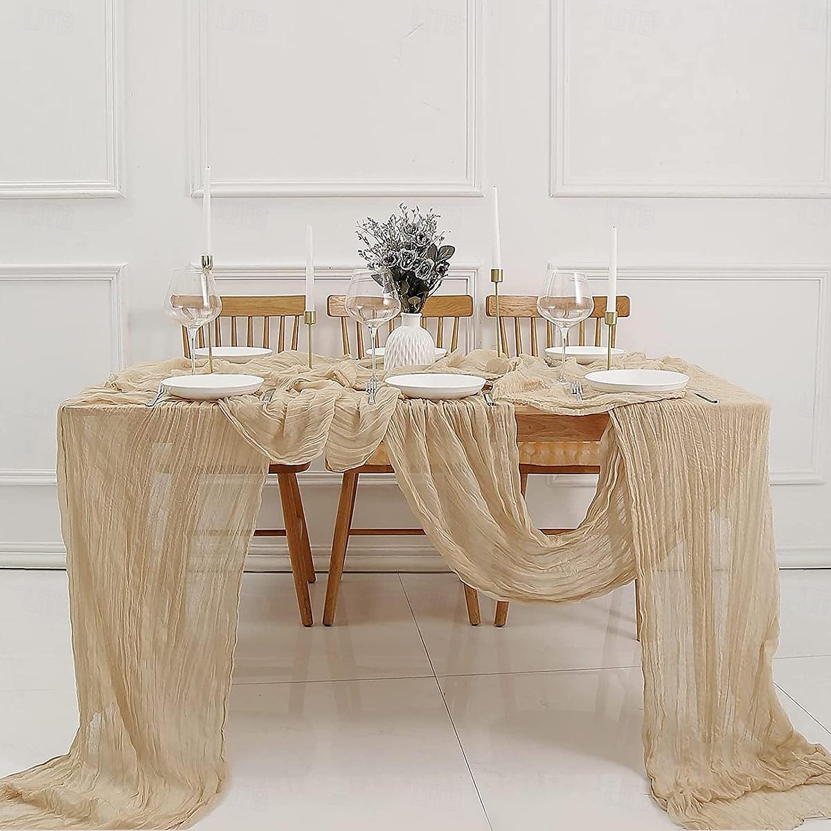 boho cheesecloth bordløper lang gasbind romantisk bordløper for bryllup, brudedusjer, babyshower, Thanksgiving, bursdager, spisestue, kommode, fars dag, lærernes dag, hjemmeinnredning 2025 - $9.49 –P1