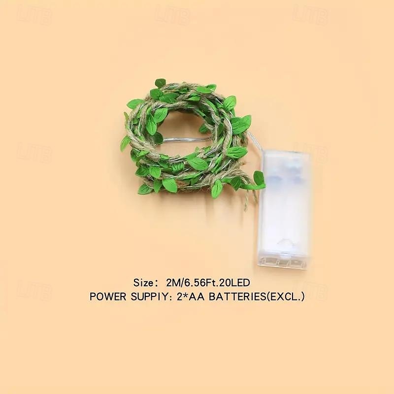 groene blad led lichtslingers 2m 20leds bladgoud kerstverlichting voor ramen balkon tuin binnen buiten tuin valentijnsdag ramadan bruiloft decoratie 2026 - $9.49 –P6