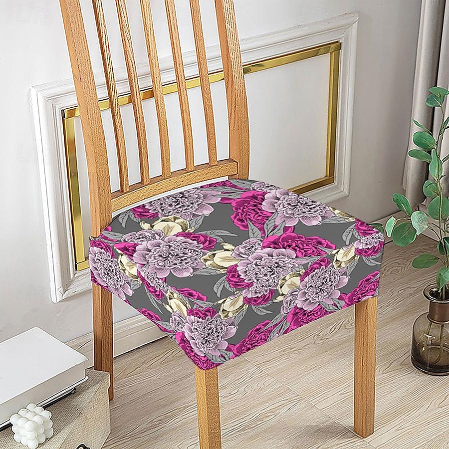 Capas elásticas para assento de cadeira de jantar 1 peça, capas de assento laváveis macias e removíveis com estampa floral para cadeiras de jantar, protetor de capa de assento para sala de jantar de 2025 por $6.99 –P15