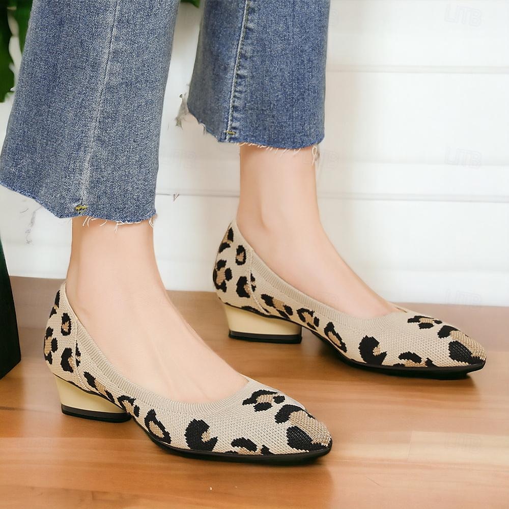 Femme Chaussures à Talons Grandes Tailles Chaussures Flyknit Extérieur Travail du quotidien Léopard Talon hétérotypique Bout pointu Classique Décontractées Confort Marche Tricot Mocassins Léopard de 2025 ? $34.99 –P3