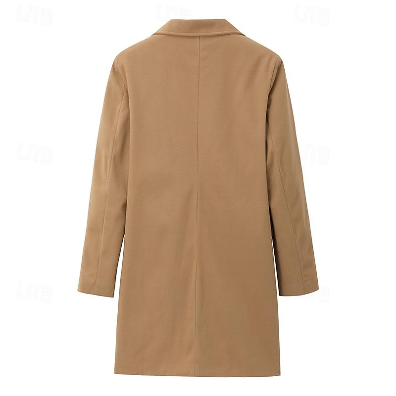Pánské Zimní kabát Kabát Dlouhý trenčkot Venkovní Denní nošení Podzim zima 95 % polyester 5 % spandex Svrchní oděvy Oblečení Módní Šik ven Bez vzoru Klopa Dvouřadé 2025 - $49.99 –P6