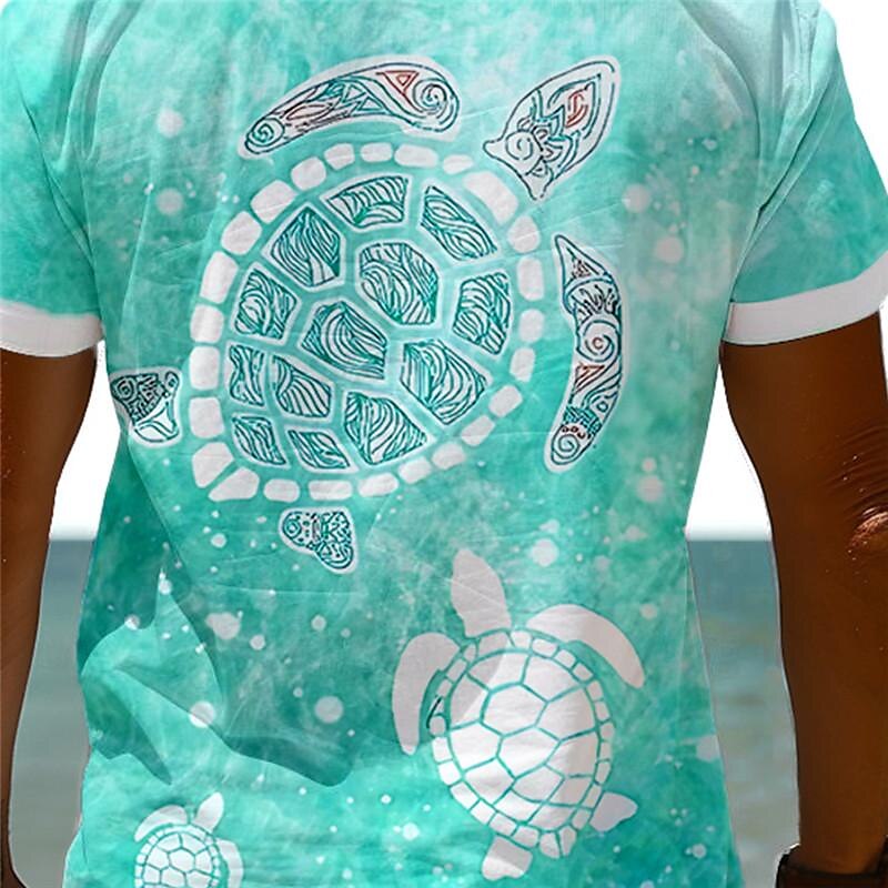 Men's Tropical Turtles Shirt Summer Hawaiian Shirt Aloha Shirt Short Sleeve Shirt Turndown Vacation Hawaiian Outdoor Vacation Hawaiian Blue Orange Green S M L 2025 - $24.99 –P8