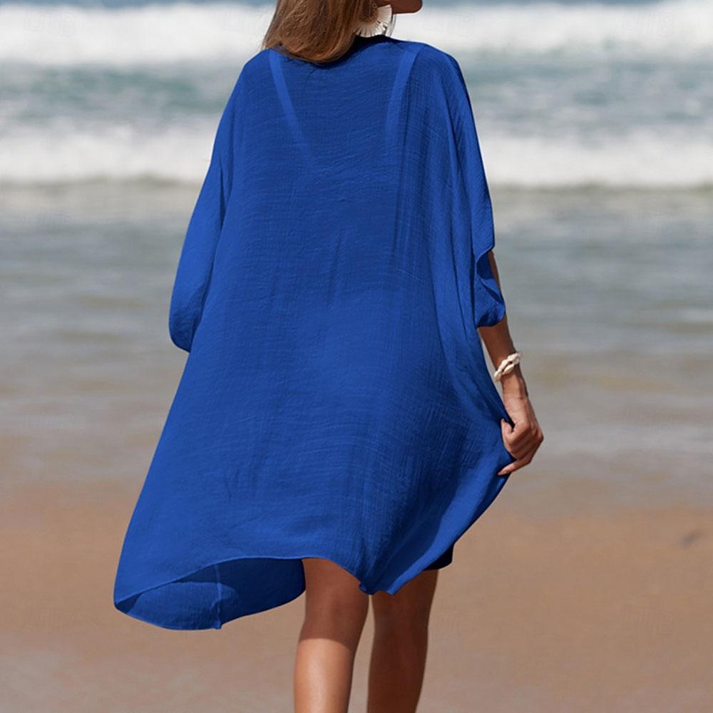 Robe de plage pour femmes avec découpe vêtements de vacances sans manches couleur noire blanche bleue de 2025 ? $25.99 –P2