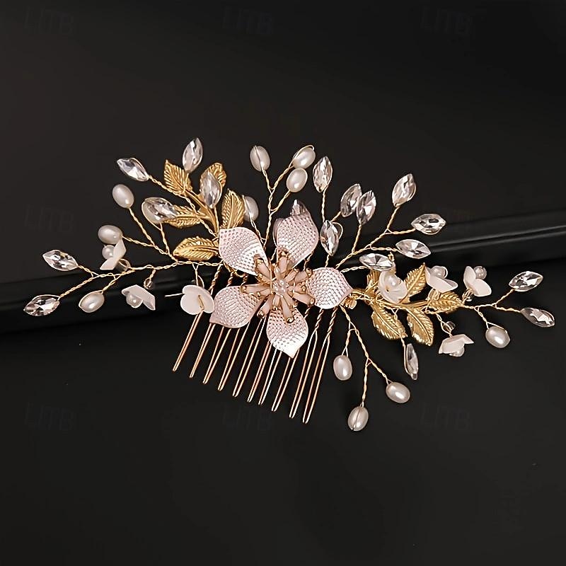 peigne à cheveux de mariage doré, peigne à cheveux de mariée, peigne à cheveux en strass, peigne à cheveux en cristal, pince à cheveux de mariage de 2025 ? $16.49 –P8