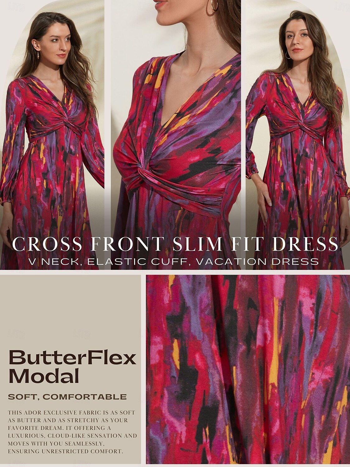 Graphic Knot Front A-Line Midi Dress 2025 - $72.99 –P1