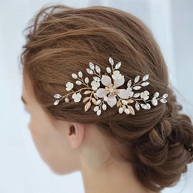 peigne à cheveux de mariage doré, peigne à cheveux de mariée, peigne à cheveux en strass, peigne à cheveux en cristal, pince à cheveux de mariage de 2025 ? $16.49 –P9