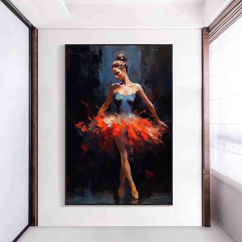 original ballettdanser håndmalt oljemaleri på lerret stor veggkunst abstrakt kniv teksturert gril oljemaleri stue veggdekor gave uten ramme 2026 - $107.99 –P8