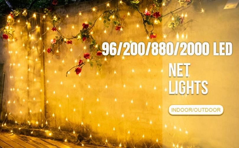 2025年 LEDネットストリングライトip656mx4m 3mx2mLedフレキシブルネットフェアリーストリングライト880led200ledメッシュストリングライトガーデンヤード用カラフルな装飾euusukプラグac110v220v 230v  コレクション – $13.99 –P4