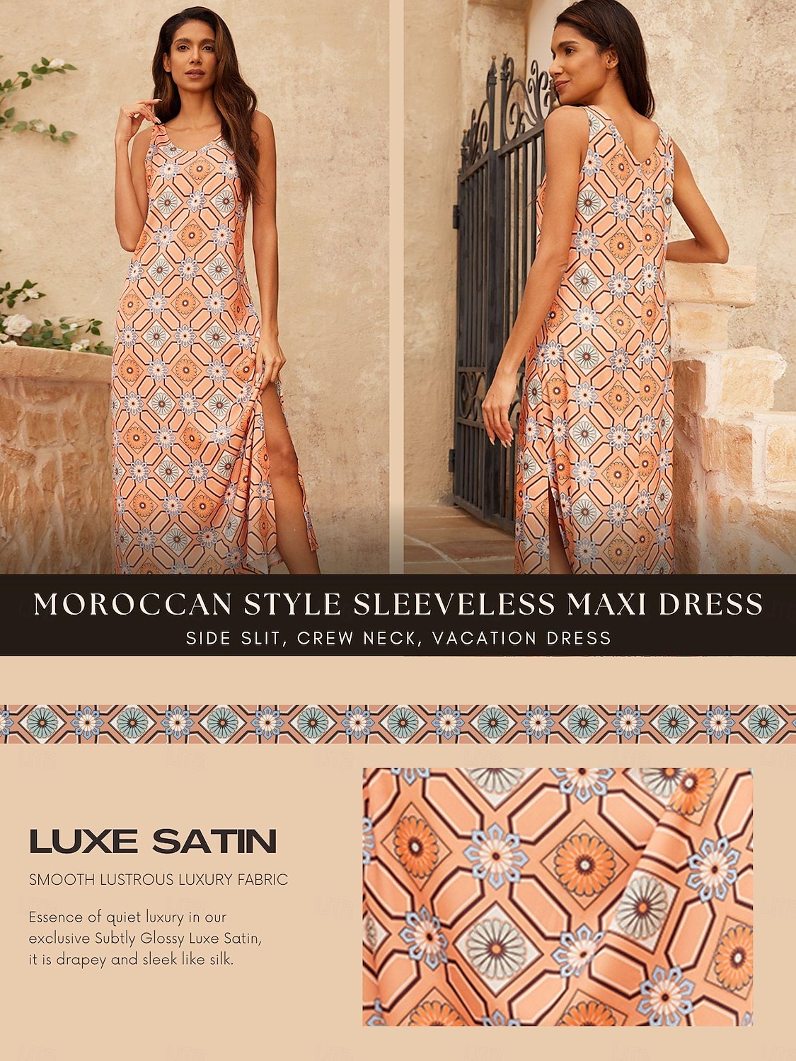 satiinista marokkolaista boho-maximekkoa 2025 - $41.99 –P1
