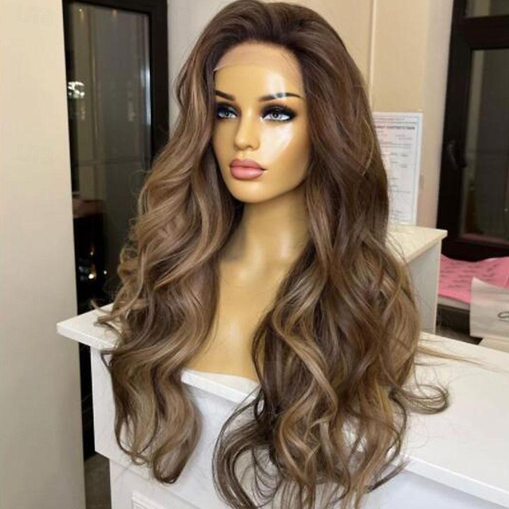 remy emberi haj 13x4 csipkés elülső paróka mentes rész brazil haj hullámos többszínű paróka 130% 150% sűrűségű kiemelt / balayage haj nőknek hosszú emberi haj csipke paróka 2025 - $312.42 -P3