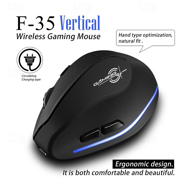 ZELOTES F-35 Wireless 2.4GHz Rechargeable Vertical Mice 6 Buttons 2400 DPI Adjustable Ergonomic Optical Gaming Computer Mouse 2025 - $52.99 –P1