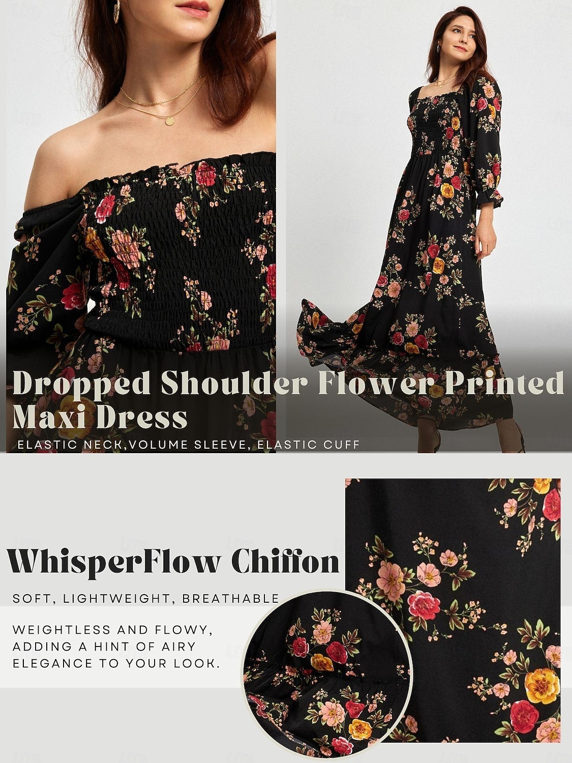 vestido de férias de primavera com padrão floral de 2025 por $75.99 –P1