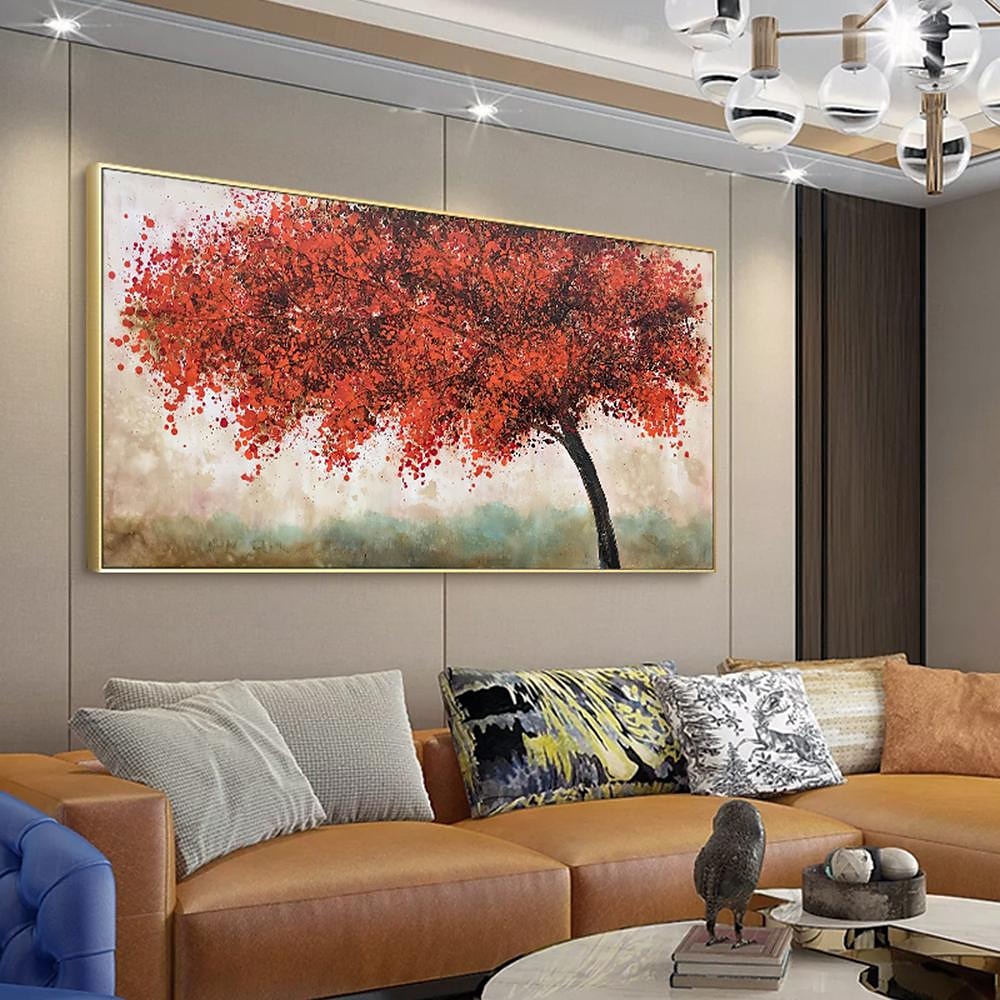 Mintura Handmade Red Tree Landscape Oil Paintings On Canvas Wall Art Decoration Modern Abstract Pictures For Home Decor Rolled Frameless Unstretched Painting 2025 - $61.99 –P5
