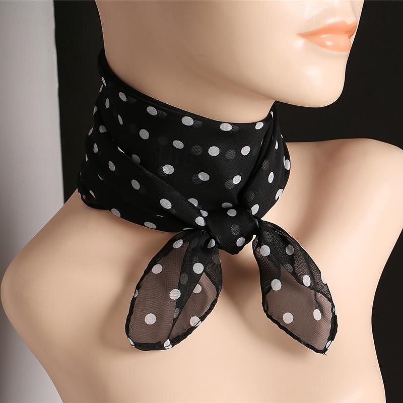 Stippen Retro vintage Jaren '50 Vierkante chiffon sjaal Kostuum Dames Maskerade Feestavondkleding Maskerade Vrijgezellenfeest Volwassenen Shawl 2025 - $11.49 –P7