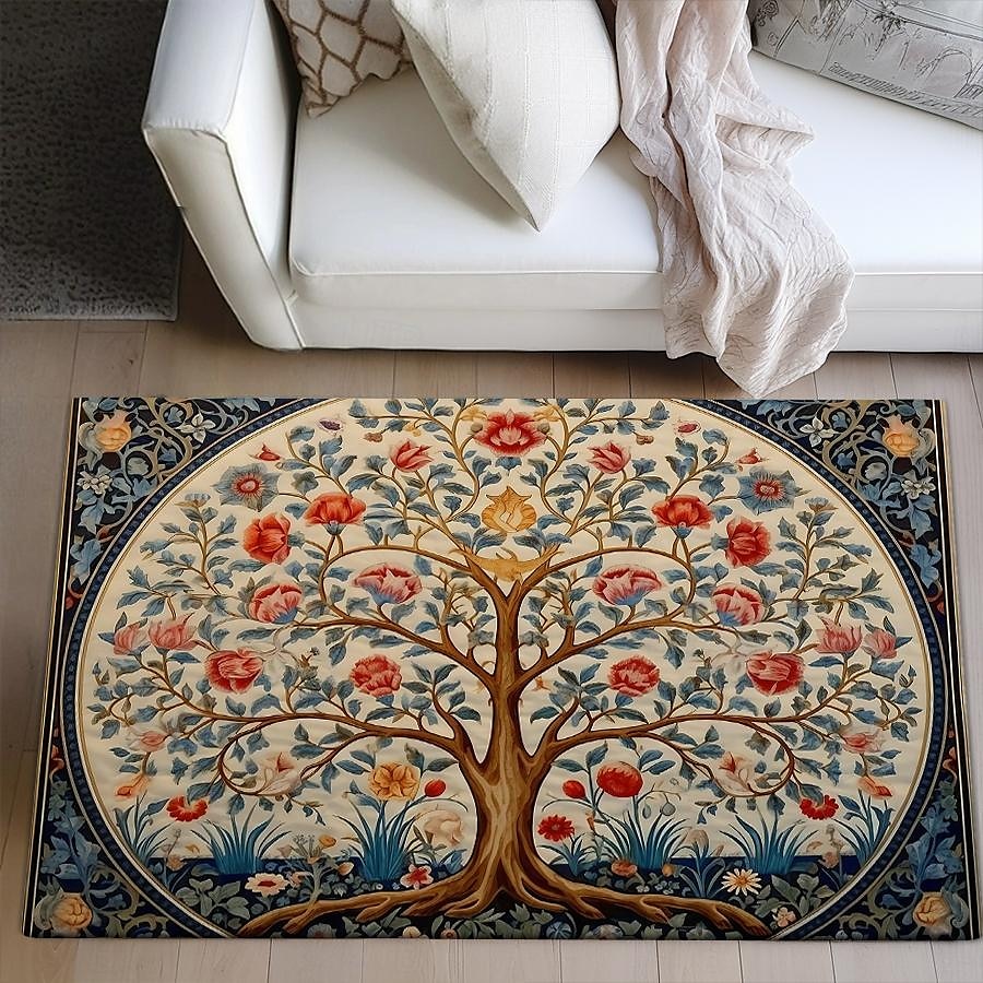 Baum des Lebens, Vintage-Boho-Teppich, Küchenmatte, rutschfeste, ölbeständige Bodenmatte, Wohnzimmerteppich, Innen- und Außenmatte, Schlafzimmerdekoration, Badezimmermatte, Eingangsteppich, Fußmatte 2025 - $15.49 –P2