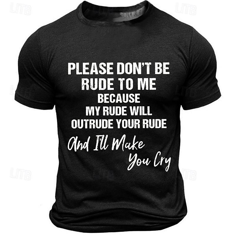 Men's Slogan T Shirt Tee Top Cotton Short Sleeve Graphic Shirt Black Dark Blue Dark Gray Comfortable Tee Sports Outdoor Holiday Fashion Designer Clothing 2025 - $15.99 –P6