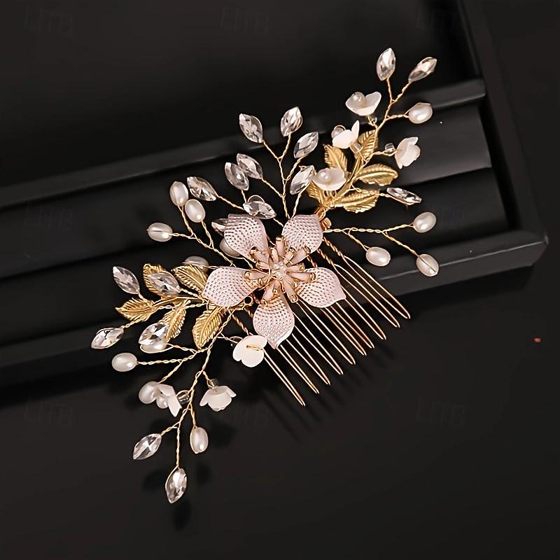 peigne à cheveux de mariage doré, peigne à cheveux de mariée, peigne à cheveux en strass, peigne à cheveux en cristal, pince à cheveux de mariage de 2025 ? $16.49 –P2