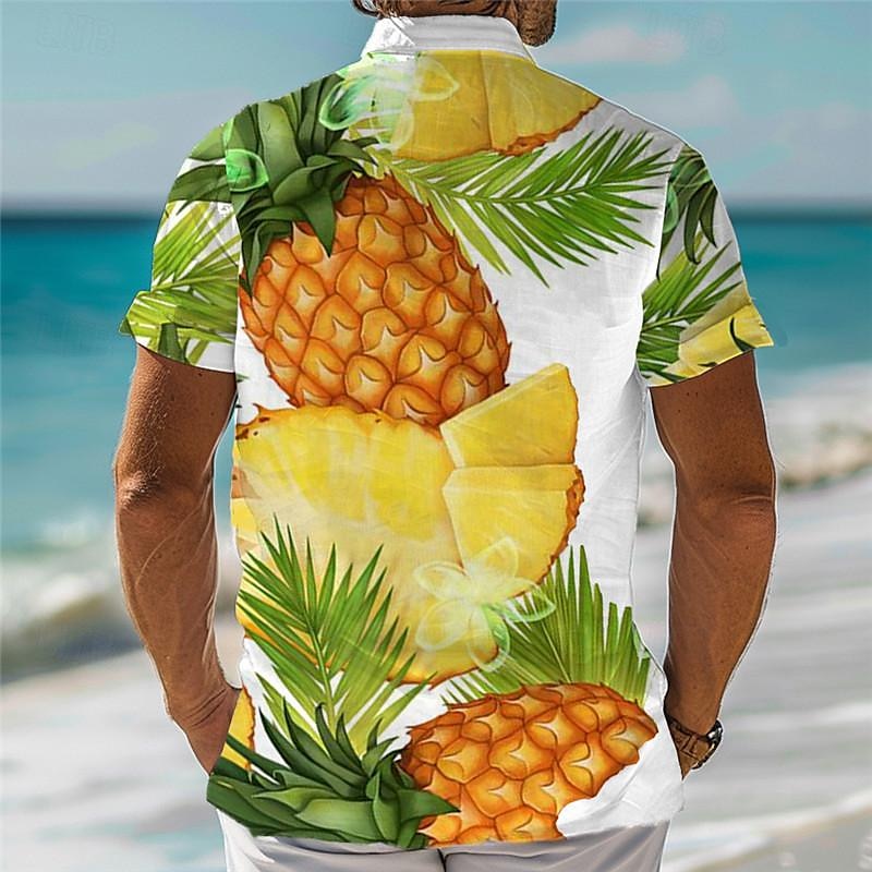 Herre Ananas Tropisk Skjorte Hawaii skjorte Aloha skjorte Kortermet Skjorte Aftæpning Ferie Hawaiisk utendørs Feriereise Hawaiisk Blå Mørkegrønn Oransje S M L 2025 - $24.99 –P2