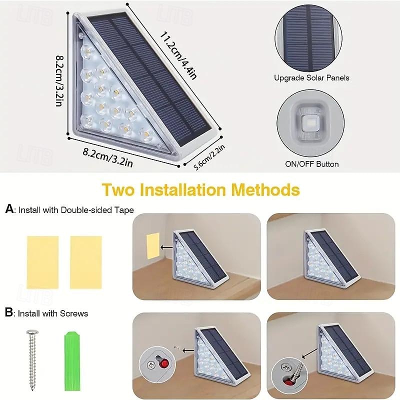 Outdoor IP67 Waterproof Solar Step Light Outdoor Stair Lights LED Lens Design Super Bright Anti-theft Stair Light Decor Lighting For Garden Deck Garden Lamp Landscape Lights 1X 2X 2026 - $34.99 –P15
