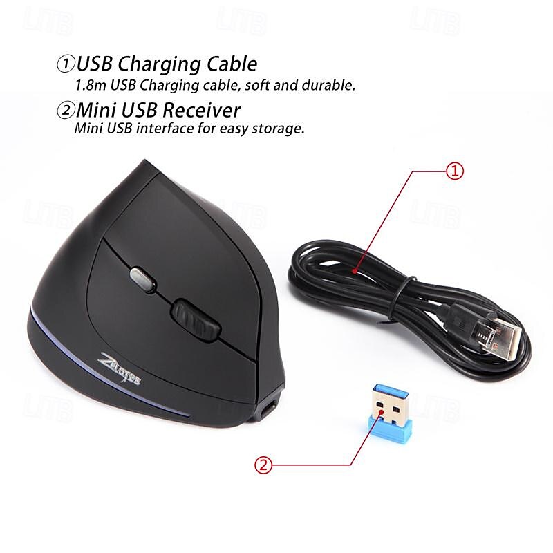 ZELOTES F-35 Wireless 2.4GHz Rechargeable Vertical Mice 6 Buttons 2400 DPI Adjustable Ergonomic Optical Gaming Computer Mouse 2025 - $52.99 –P11