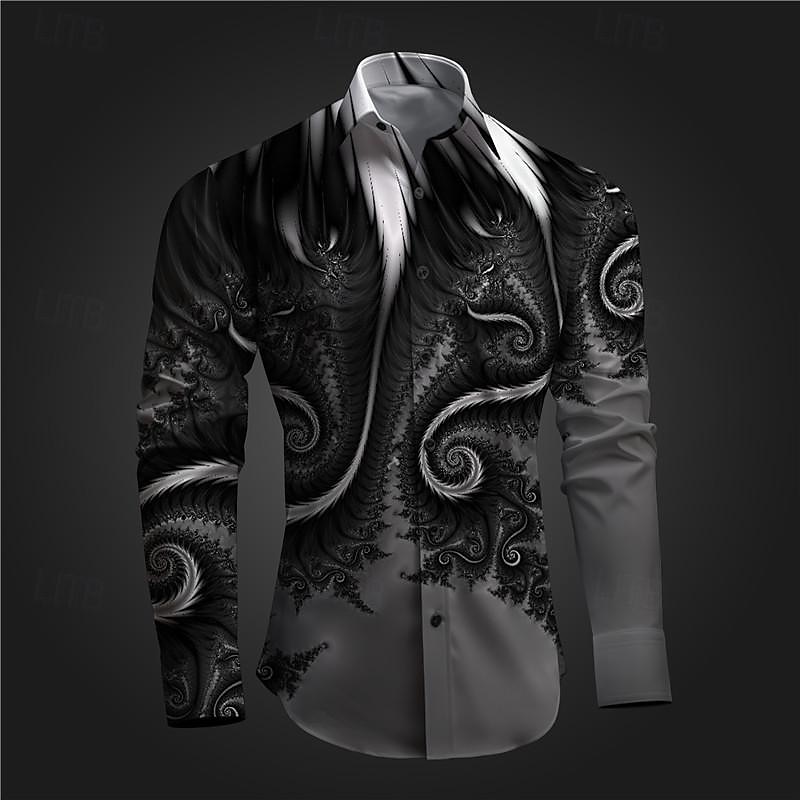 Per uomo Camicia con bottoni Camicie stampate Manica lunga Sottoculturale Da mare Feste Strada Primavera estate Collo ripiegabile Stampa Bottone giù Rosso Blu Viola Grigio del 2025 a $26.99 –P3