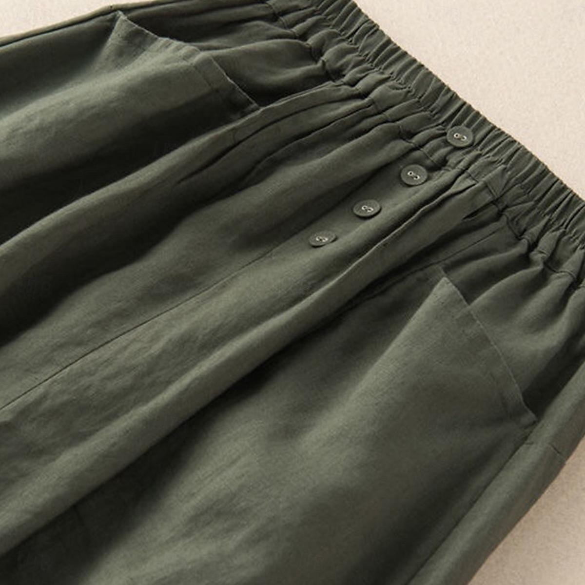 Women's Skirt A Line Basic Casual Midi High Waist Skirts Solid Colored Pocket Casual Daily Weekend Black Army Green Navy Blue Khaki Summer Cotton And Linen 2025 - $36.99 –P10