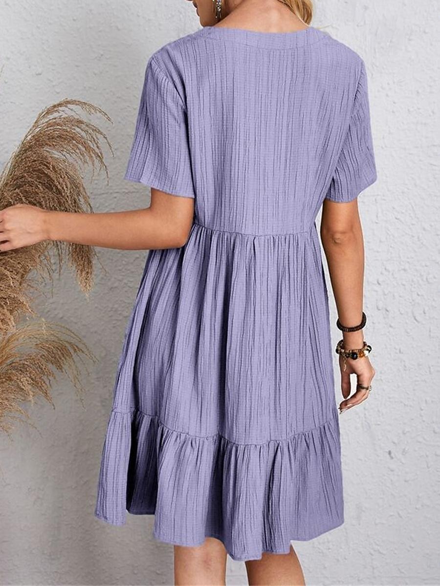 Γυναικεία Μίνι φόρεμα Λινό από ψεύτικο βαμβάκι Φόρεμα ριχτό Καθημερινό φόρεμα Καλοκαιρινό φόρεμα Κομψό στυλ street Βασικό Διακοπές Δρόμος Ημερομηνία Χαλαρή Εφαρμογή Κοντομάνικο Λαιμόκοψη V 2026 - $10.49 –P7